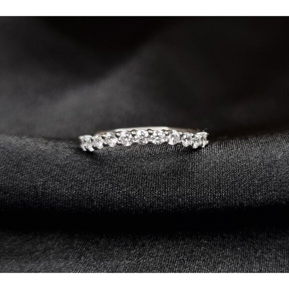 HN Signed China Sterling Silver 925 CZ Eternity Ring - Picture 1 of 3